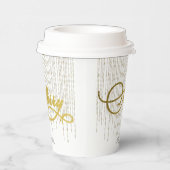 Gobelets En Papier Parties scintillant Gold Script Rouge Blanc Famill (Droite)