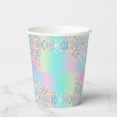 Gobelets En Papier Parties scintillant holographique Unicorn (Verso)
