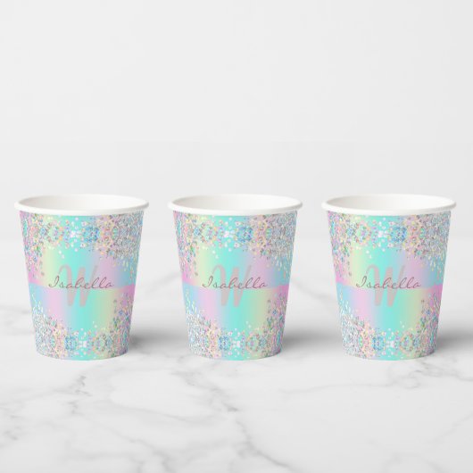 Gobelets En Papier Parties scintillant holographique Unicorn (Multi)