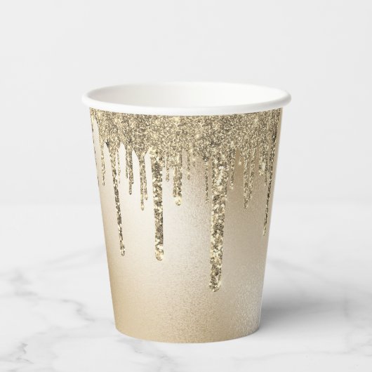 Gobelets En Papier Parties scintillant métal or Élégant (Verso)