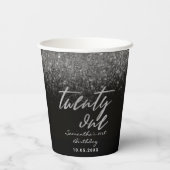 Gobelets En Papier Parties scintillant moderne 21e anniversaire Noir  (Verso)