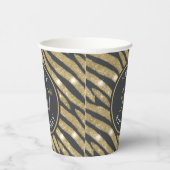 Gobelets En Papier Parties scintillant noir & or Tiger Stripe 50e ann (Droite)