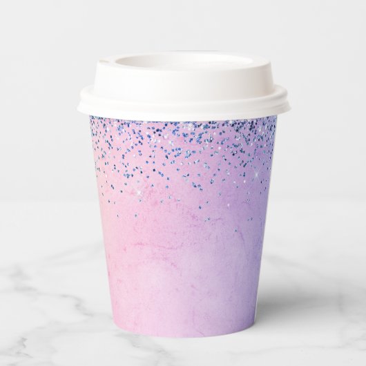 Gobelets En Papier Parties scintillant Ombre bleu violet (Verso)