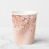 Gobelets En Papier Parties scintillant Peach Rose or Monogramme (Gauche)