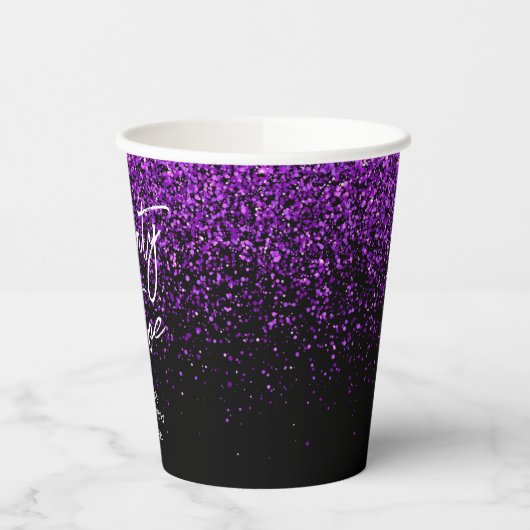 Gobelets En Papier Parties scintillant pourpre pétillante Noir N'impo (Gauche)