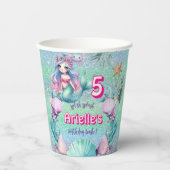 Gobelets En Papier Parties scintillant Purple Sirène anniversaire (Recto)
