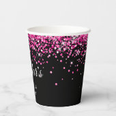 Gobelets En Papier Parties scintillant rose chaud Black Sweet 16 (Verso)