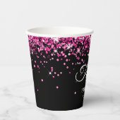 Gobelets En Papier Parties scintillant rose chaud Black Sweet 16 (Recto)
