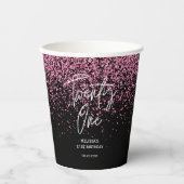 Gobelets En Papier Parties scintillant rose chaud pétillant Noir 21e (Recto)