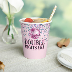 Gobelets En Papier Parties scintillant Rose Disco Double Chiffres Era