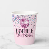 Gobelets En Papier Parties scintillant Rose Disco Double Chiffres Era (Verso)