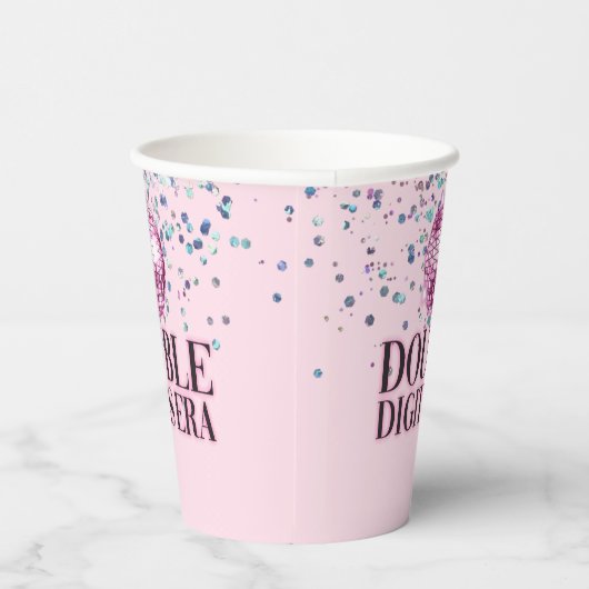 Gobelets En Papier Parties scintillant Rose Disco Double Chiffres Era (Droite)