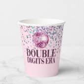 Gobelets En Papier Parties scintillant Rose Disco Double Chiffres Era (Recto)