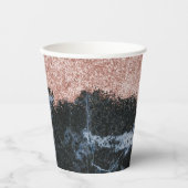 Gobelets En Papier Parties scintillant rose en marbre noir rose or (Recto)