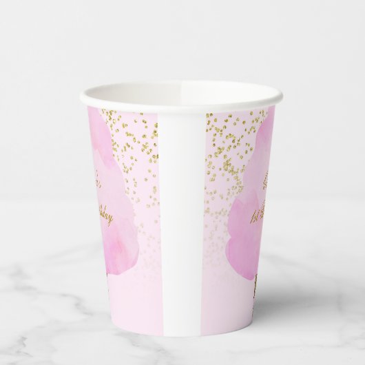 Gobelets En Papier Parties scintillant rose et or Coton Bonbon Annive (Gauche)