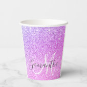 Gobelets En Papier Parties scintillant rose moderne étincelles Nom pe (Verso)