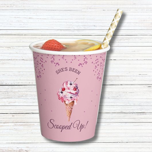 Gobelets En Papier Parties scintillant rose ramassée Fête des mariées