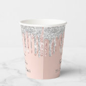 Gobelets En Papier Parties scintillant rose vif d'anniversaire goutte (Droite)