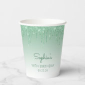 Gobelets En Papier Parties scintillant verte personnalisée 18e annive (Verso)