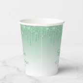 Gobelets En Papier Parties scintillant verte personnalisée 18e annive (Droite)