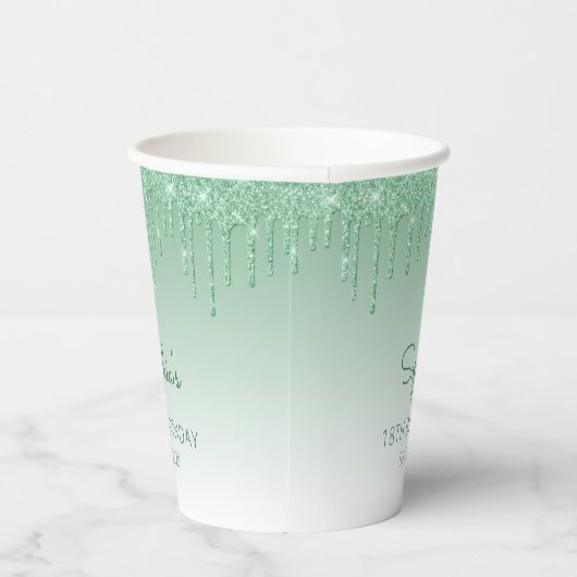 Gobelets En Papier Parties scintillant verte personnalisée 18e annive (Droite)