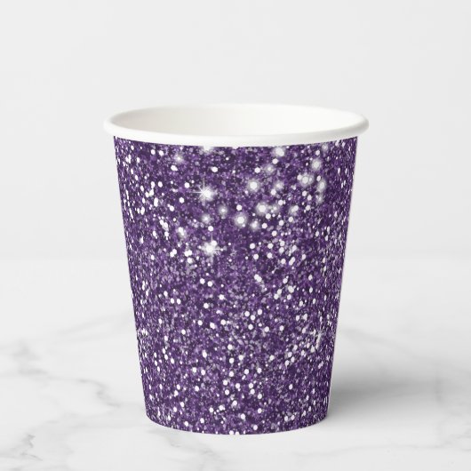 Gobelets En Papier Parties scintillant violet Faux, texture Look avec (Verso)