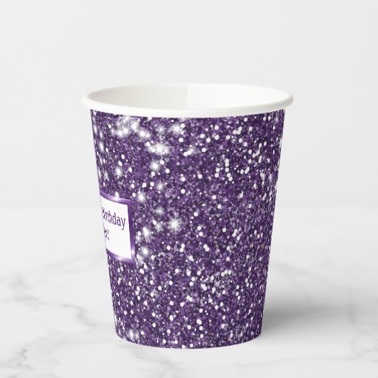 Gobelets En Papier Parties scintillant violet Faux, texture Look avec (Gauche)