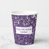 Gobelets En Papier Parties scintillant violet Faux, texture Look avec (Recto)