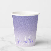 Gobelets En Papier Parties scintillant violet moderne étincelles Nom  (Recto)
