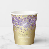 Gobelets En Papier Parties scintillant violette sur Gold Quinceañera (Recto)