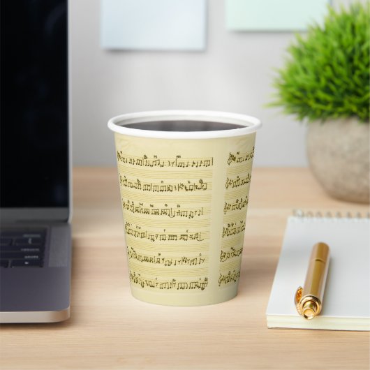 Gobelets En Papier Partition manuscrite Notes de chansons Antique Ivo (Insitu)