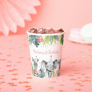 Gobelets En Papier Party Animal rose or Tropical Safari Anniversaire