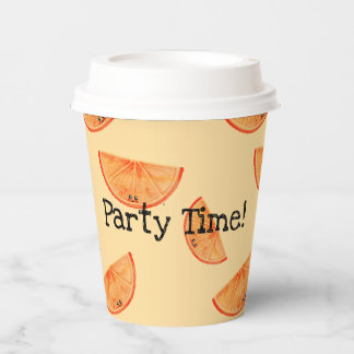 Gobelets En Papier Party Time! Kawaii Orange tasse de papier