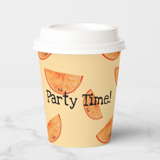 Gobelets En Papier Party Time! Kawaii Orange tasse de papier (Recto)