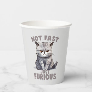 Gobelets En Papier Pas rapide, juste furieux - Humour de chat gris