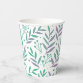 Gobelets En Papier Pastel aquarelle branches pourpre et vert (Recto)