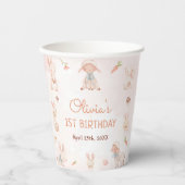 Gobelets En Papier Pastel Aquarelle Bunny Pâques Anniversaire (Recto)