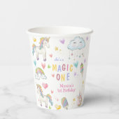 Gobelets En Papier Pastel arc-en-ciel unicorne magie un anniversaire (Verso)