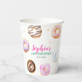 Gobelets En Papier Pastel Donut Star arrose Script Anniversaire (Verso)
