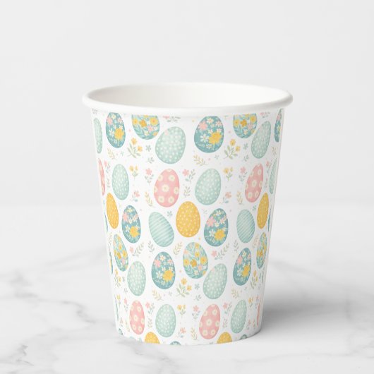 Gobelets En Papier Pastel Easter Eggs Floral Pattern - Cute Spring  (Verso)