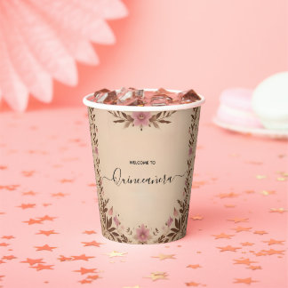 Gobelets En Papier Pastel Font Poussière Glam Rose Gold Quinceanera