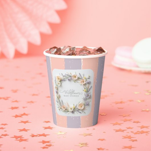 Gobelets En Papier Pastel Gender Neutral Wildflower Baby Shower (Insitu)