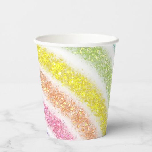 Gobelets En Papier Pastel Glitter Rainbow (Verso)