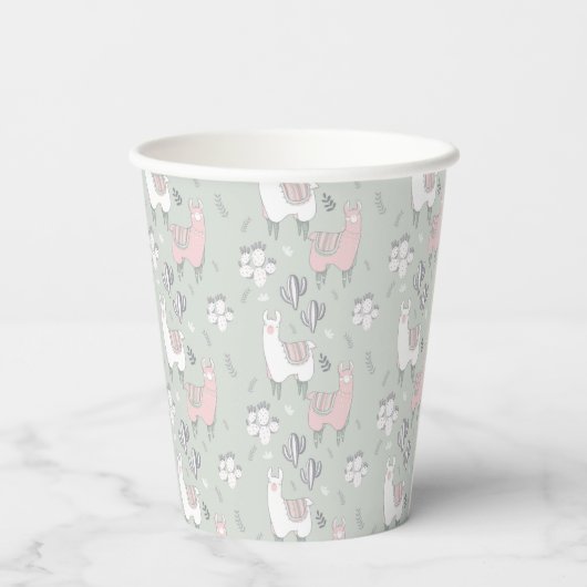 Gobelets En Papier Pastel Llama Motif (Verso)