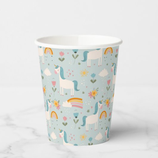 Gobelets En Papier Pastel mignon Rainbow Unicorn Motif (Gauche)