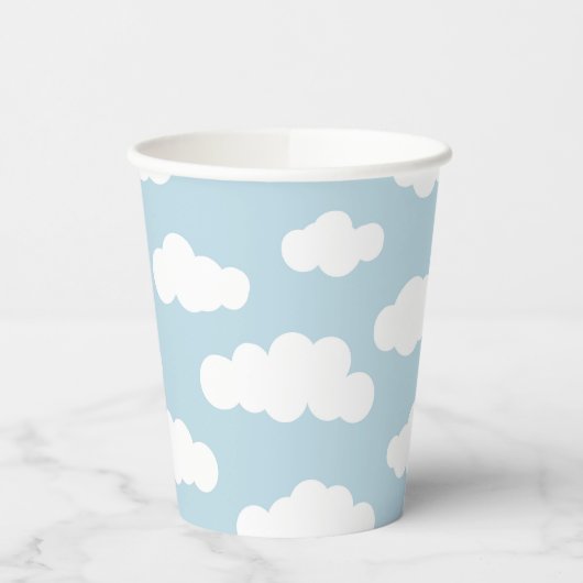 Gobelets En Papier Pastel Nuages Bébé Esthétique Bleu Et Blanc (Gauche)