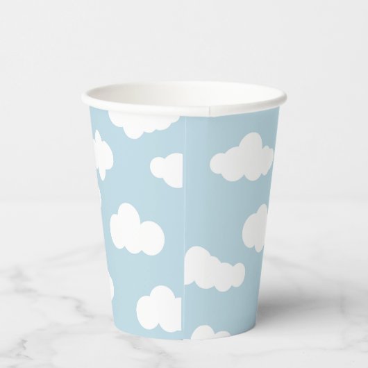 Gobelets En Papier Pastel Nuages Bébé Esthétique Bleu Et Blanc (Droite)