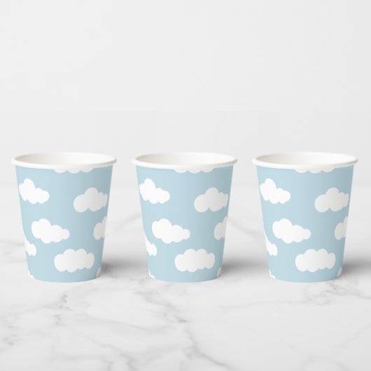 Gobelets En Papier Pastel Nuages Bébé Esthétique Bleu Et Blanc (Multi)