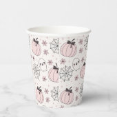 Gobelets En Papier Pastel Pink Halloween Motif sans couture (Droite)