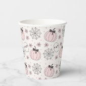 Gobelets En Papier Pastel Pink Halloween Motif sans couture (Recto)